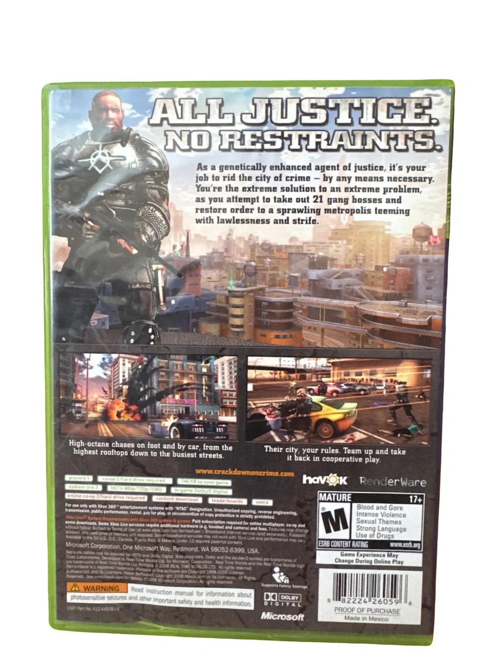 Crackdown (Microsoft Xbox 360, 2007) CIB With Manual